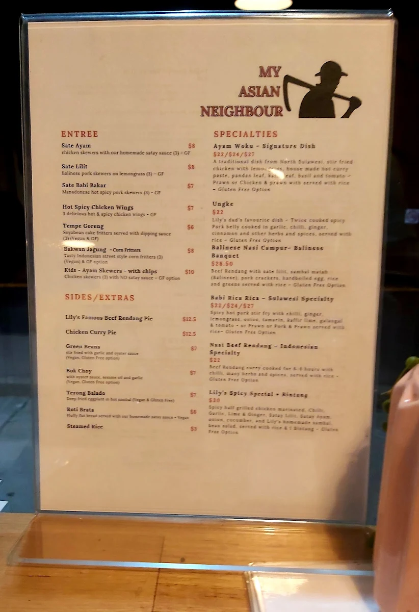 Menu, My Asian Neighbour