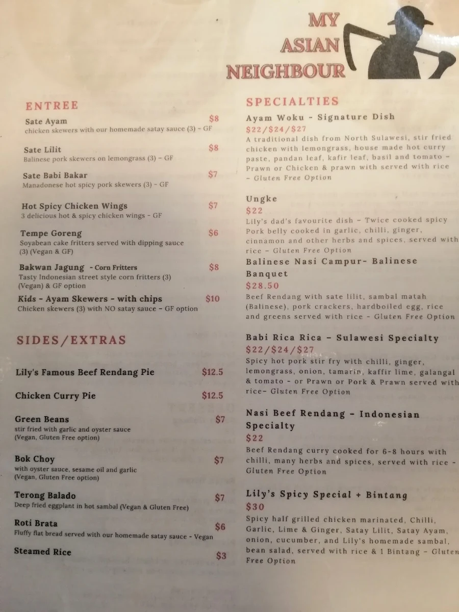 Menu, My Asian Neighbour