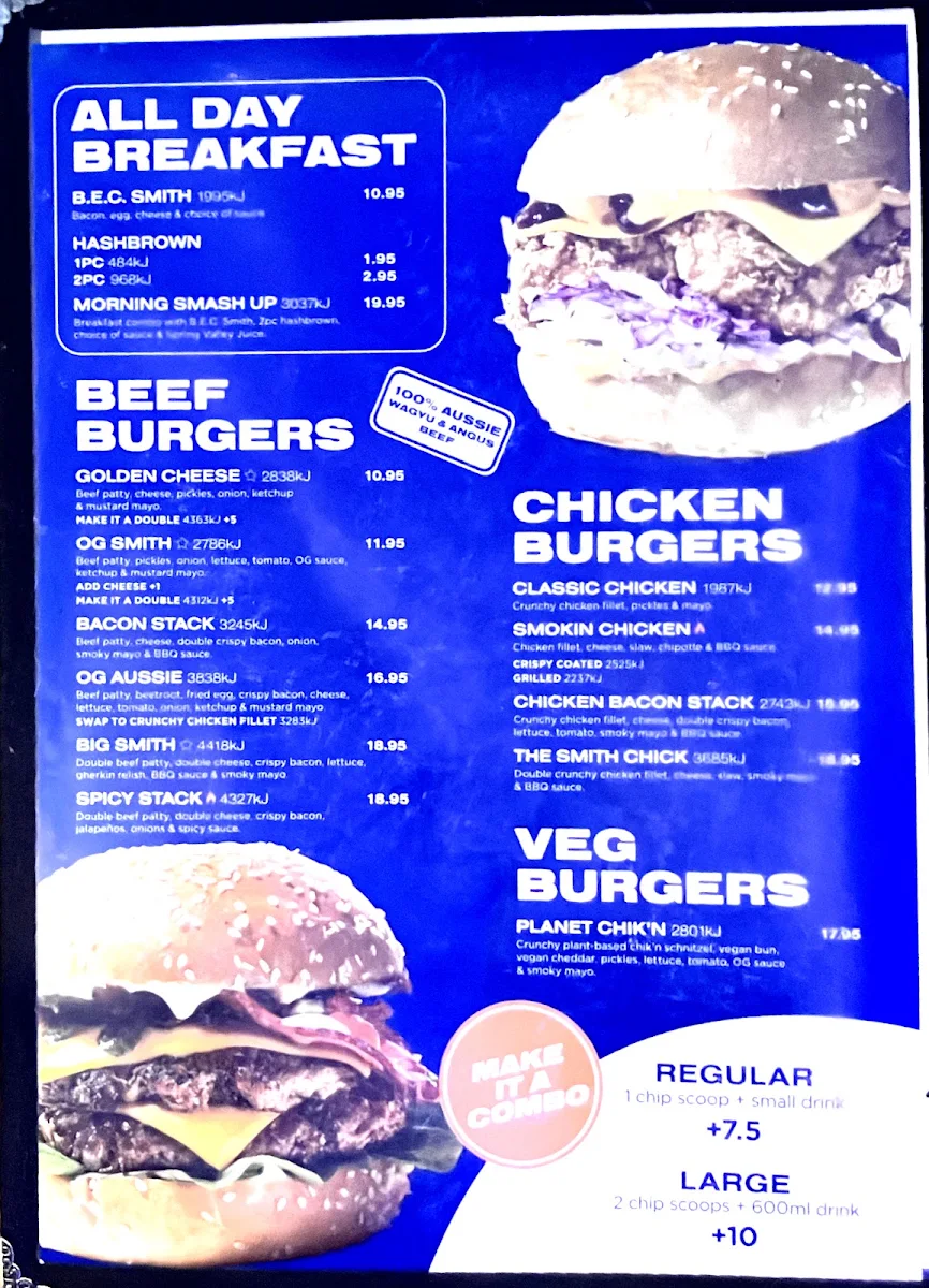 Menu, Pattysmiths Palm Beach