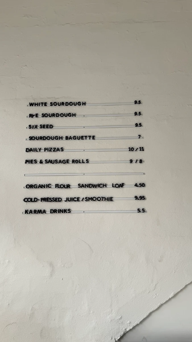 Menu, DAWN Baked Goods