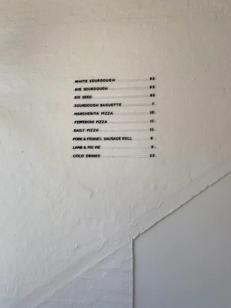 Menu, DAWN Baked Goods