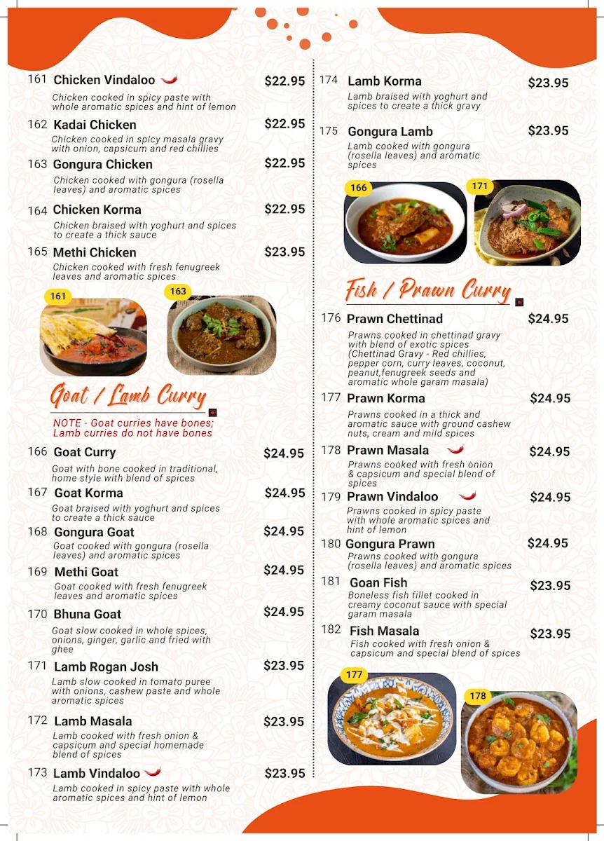 Menu, Dosa Hut - Indian Restaurant Canberra CBD