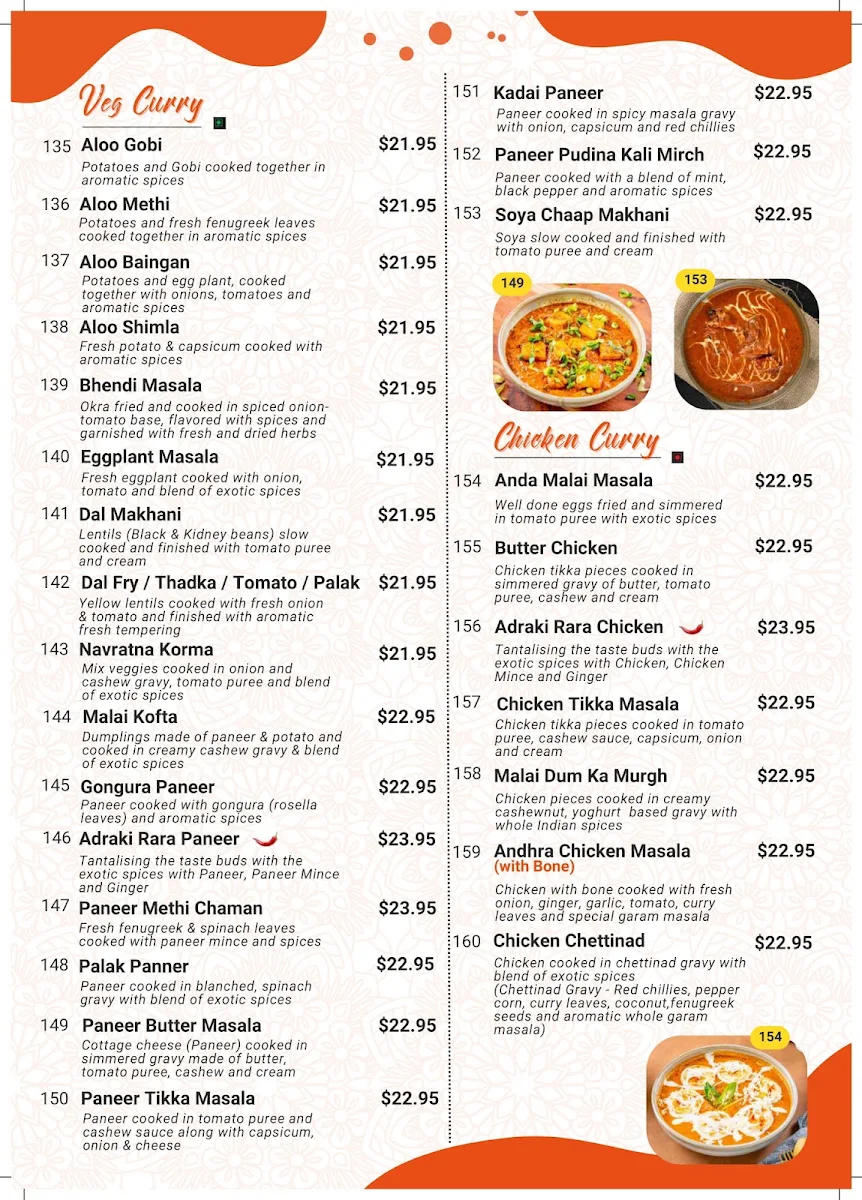 Menu, Dosa Hut - Indian Restaurant Canberra CBD