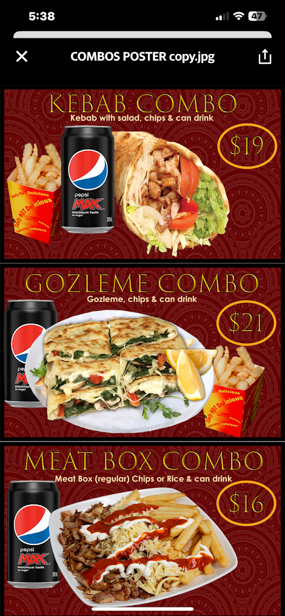 Menu, Mateen Kebab House