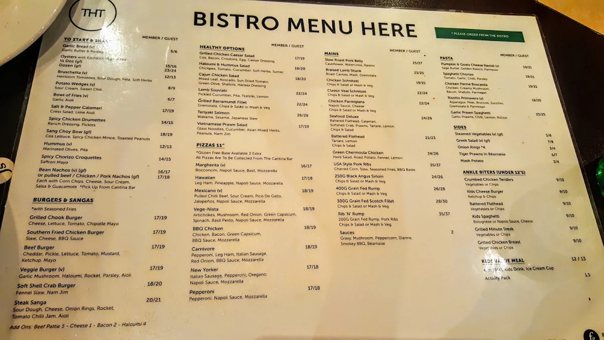 Menu, Terrey Hills Tavern