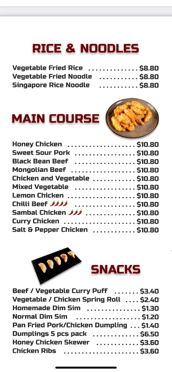 Menu, Little Dragon Asian Food and Bubble Milk Tea