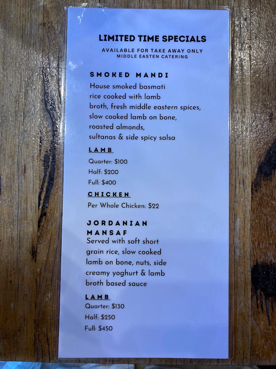 Menu, The Nicholson Coffee House