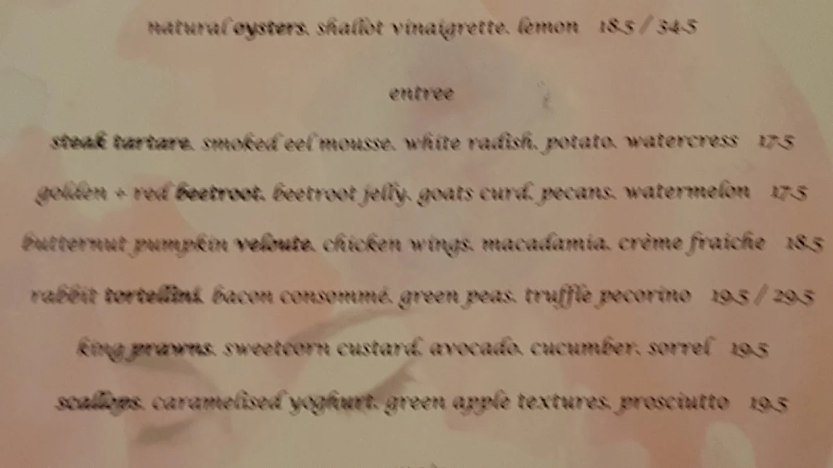 Menu, Miss Amelie