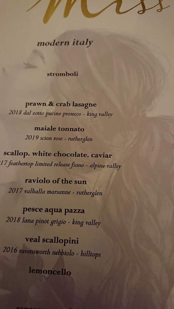 Menu, Miss Amelie