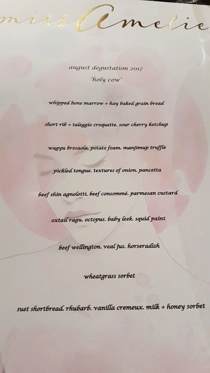 Menu, Miss Amelie