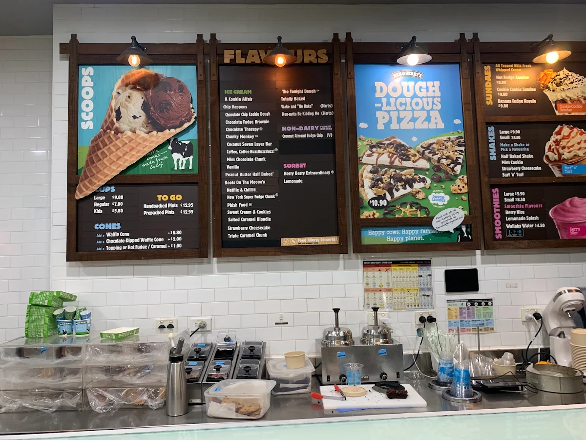 Menu, Ben & Jerry’s