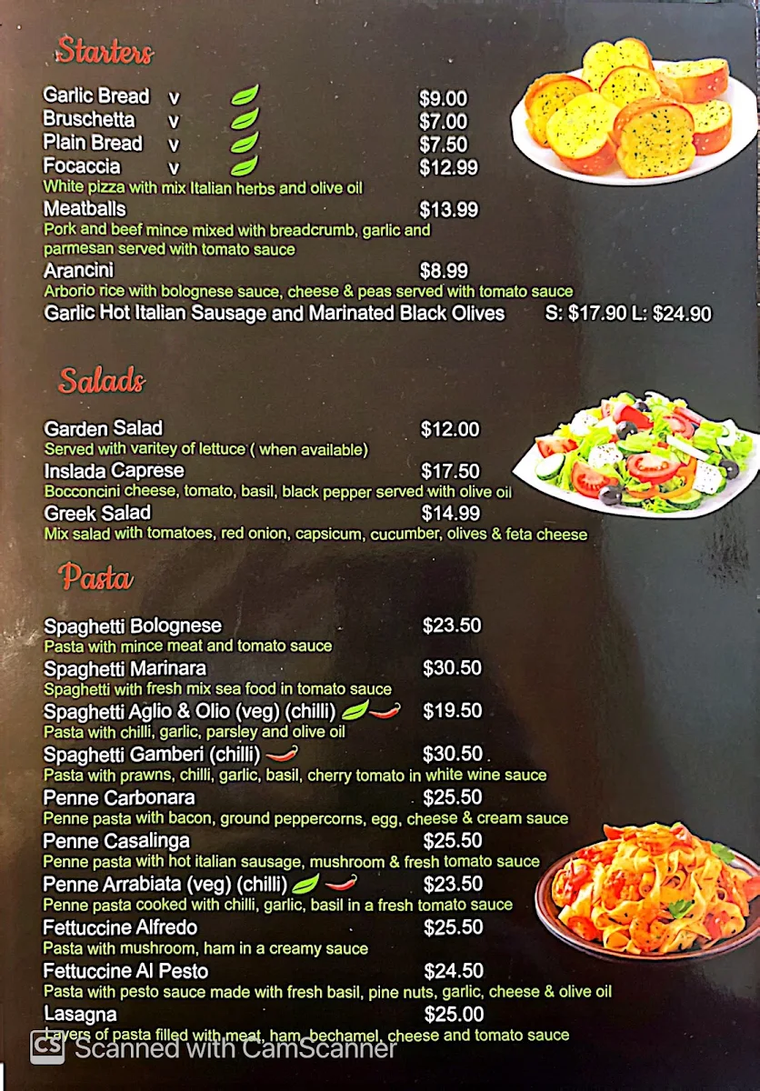 Menu, Gino's Spaghetti Bar