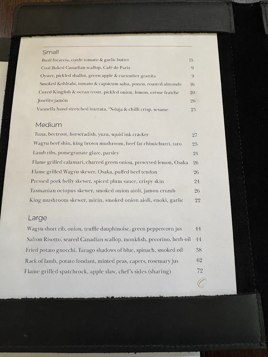Menu, Cinder