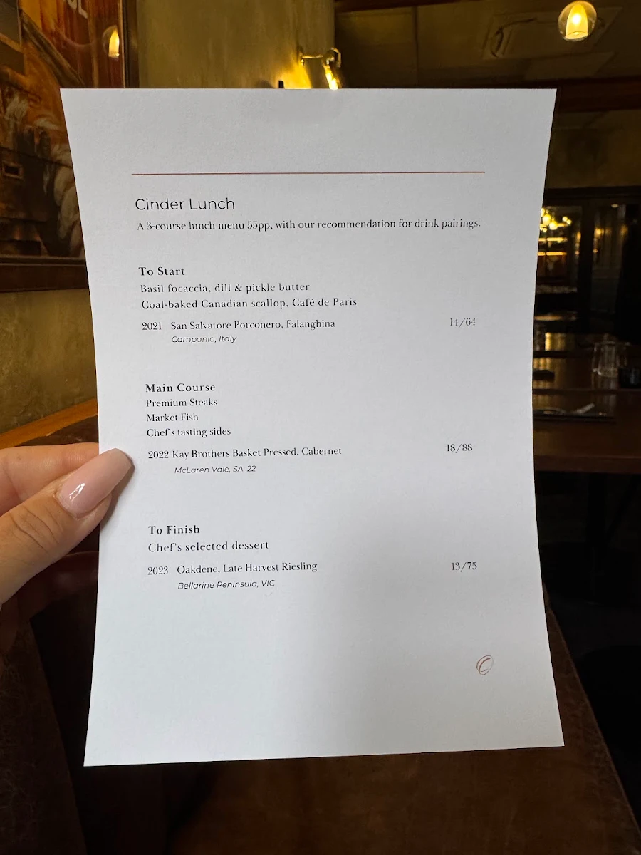 Menu, Cinder