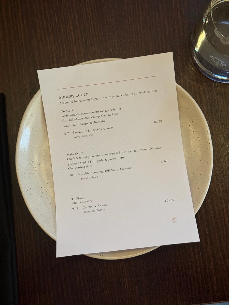 Menu, Cinder