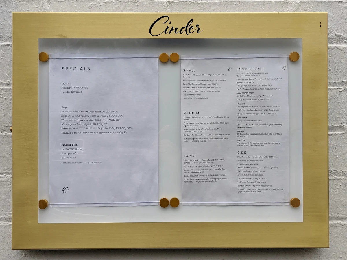 Menu, Cinder