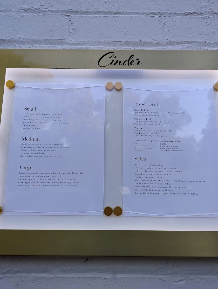 Menu, Cinder