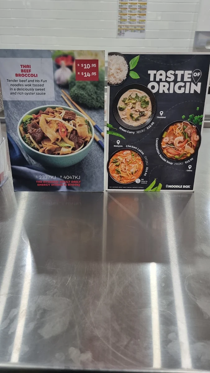 Menu, Noodle Box Heathwood
