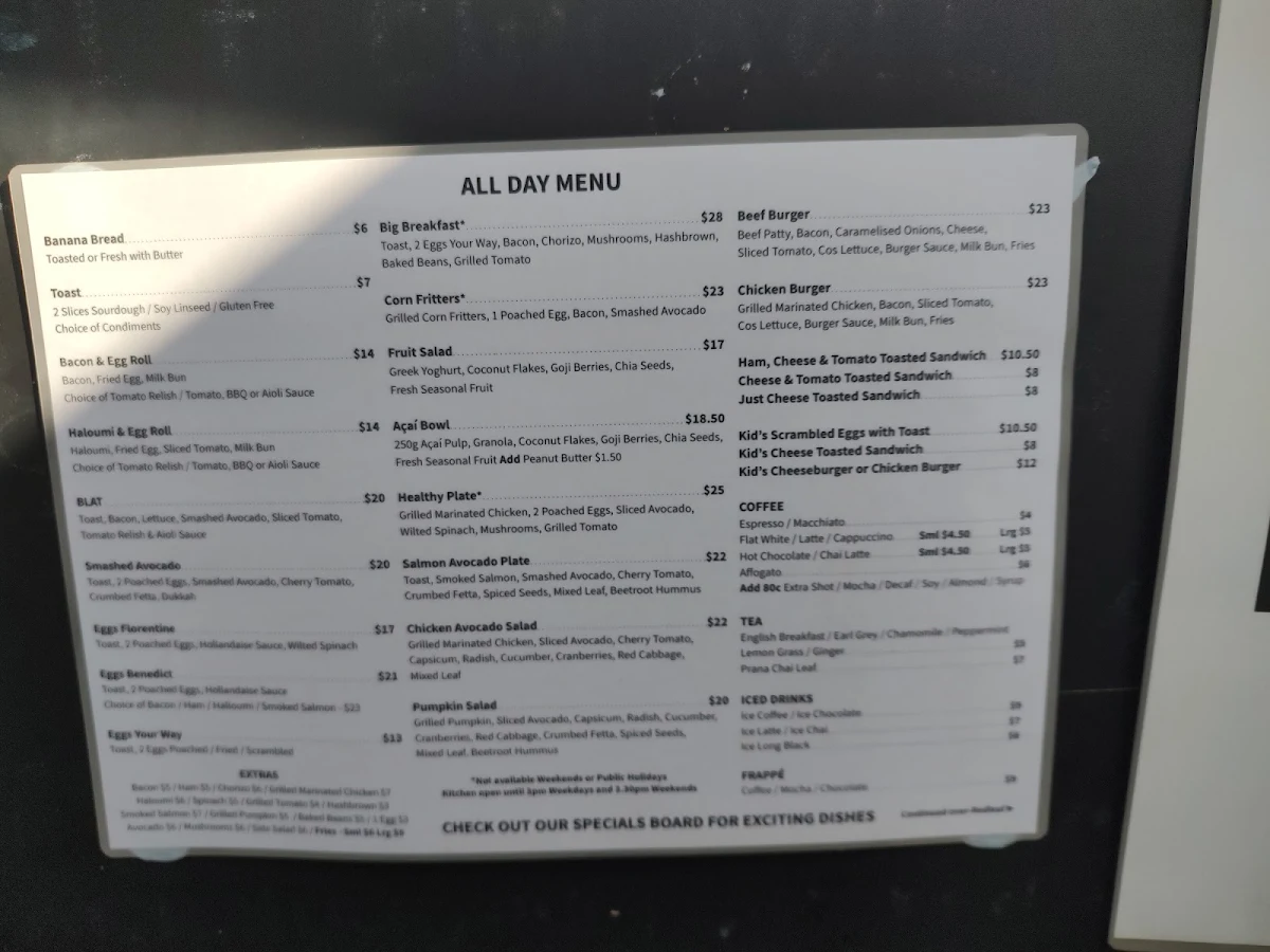 Menu, Redleaf Cafe