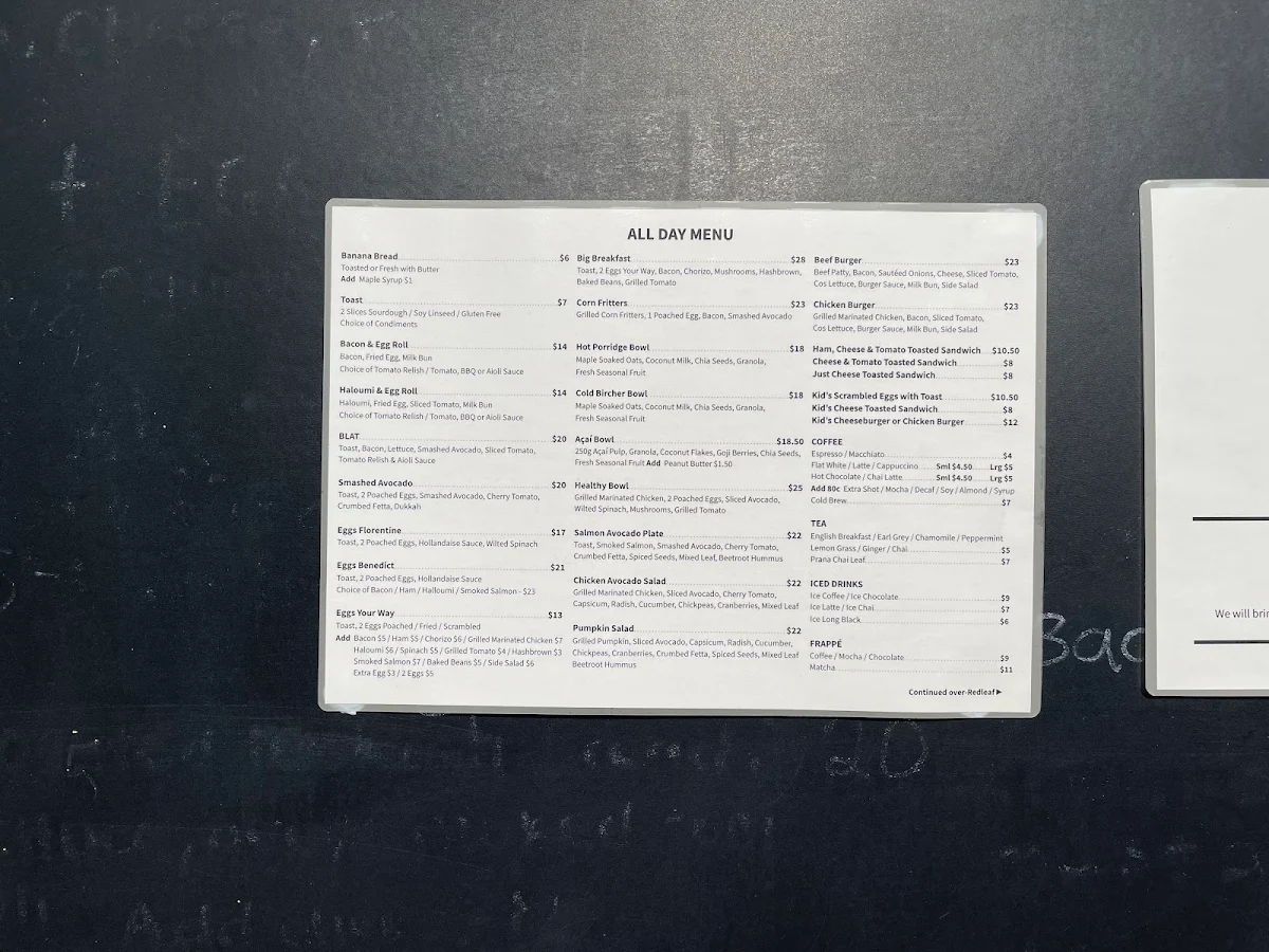 Menu, Redleaf Cafe