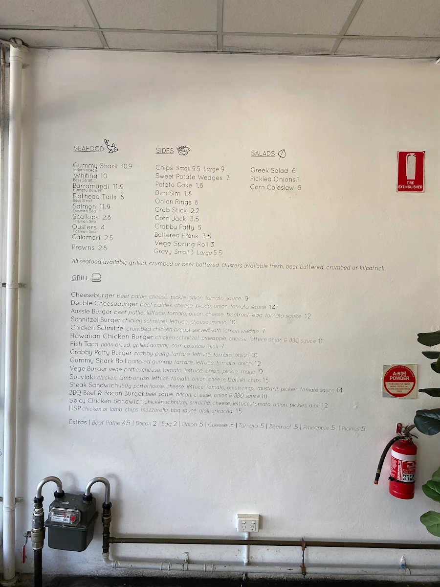 Menu, The Fish & Chip Shop