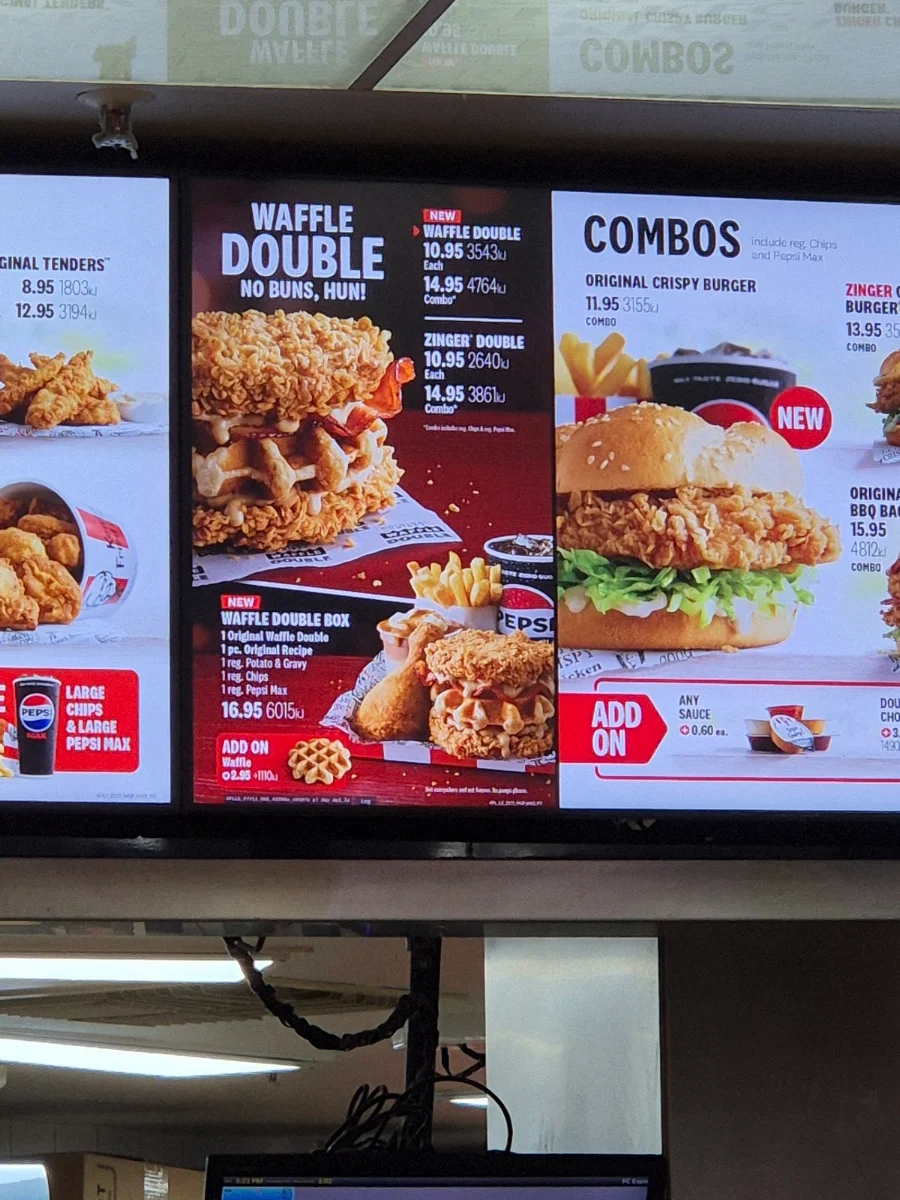 Menu, KFC Garden City Food Court WA