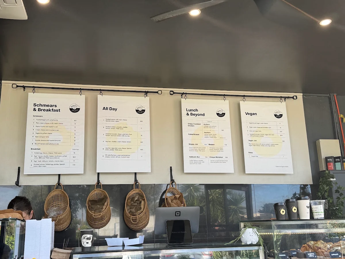 Menu, Bakes & Bagels (Thomastown)