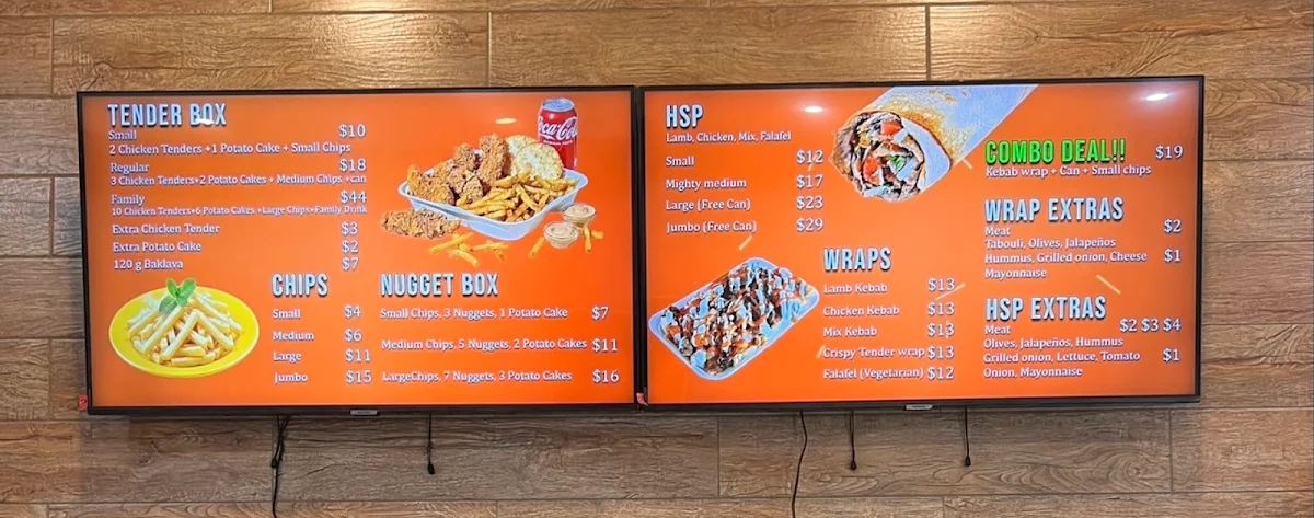 Menu, Village Pizza and Kebab