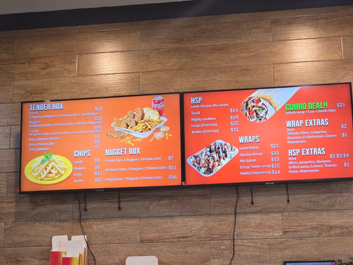 Menu, Village Pizza and Kebab