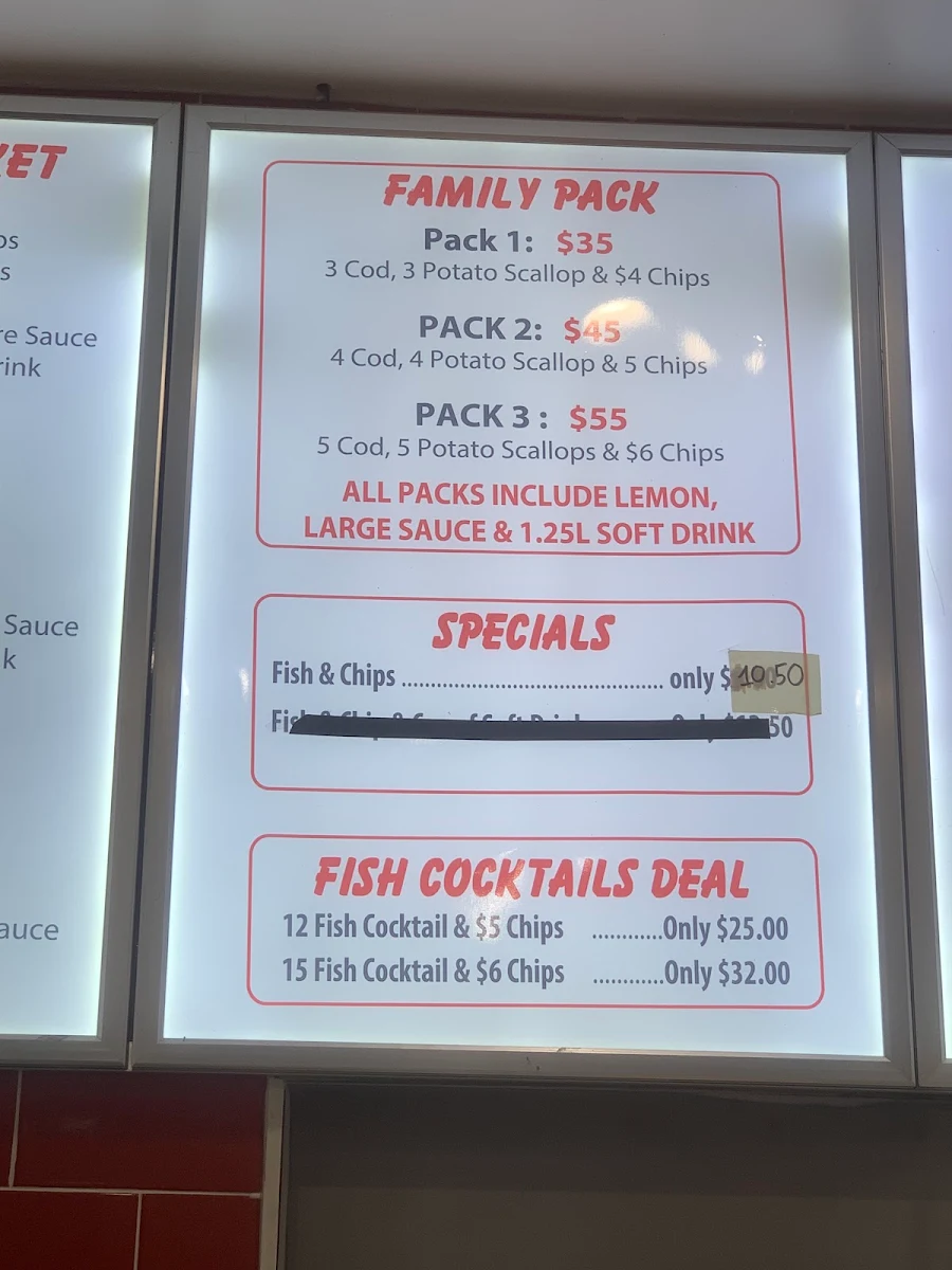 Menu, Plainland Chicken & Seafood