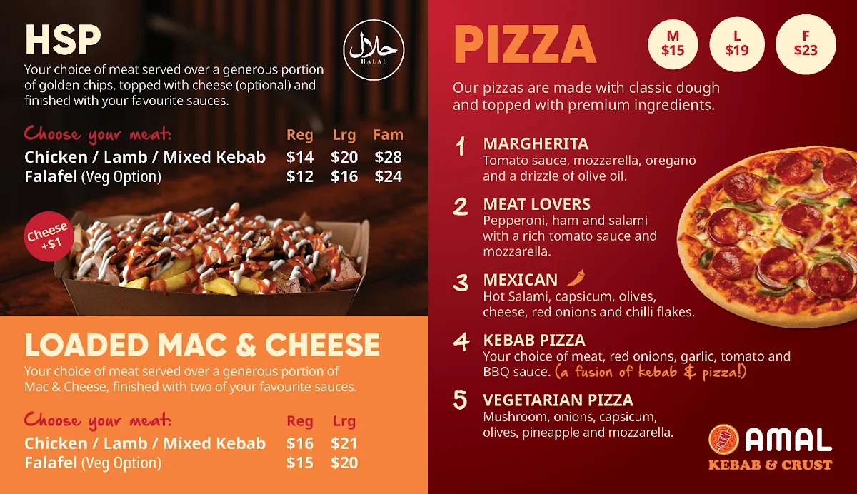 Menu, Amal Kebab & Crust