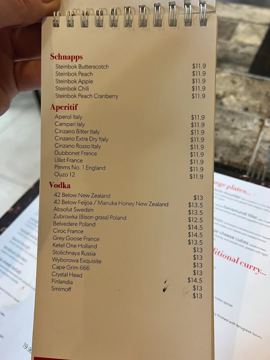 Menu, Saffron Indian Gourmet