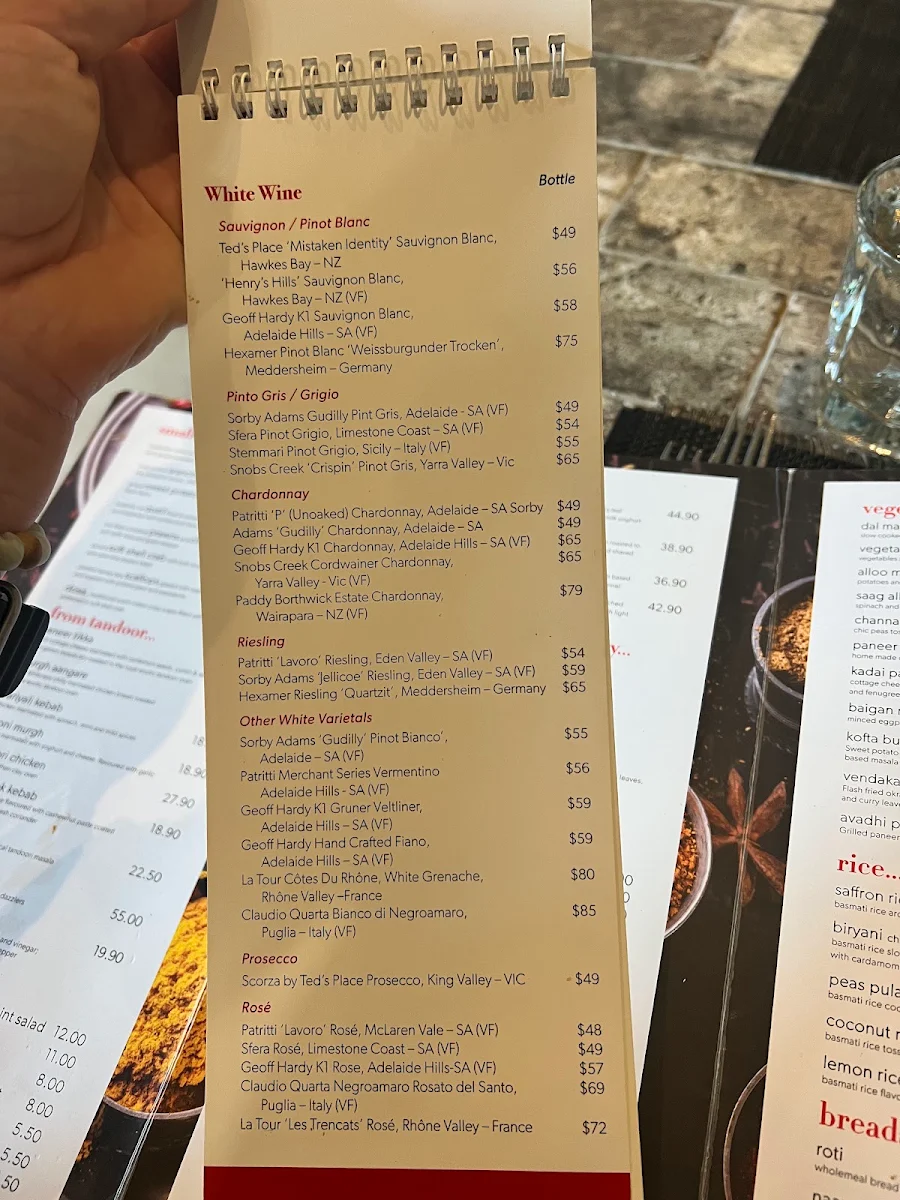 Menu, Saffron Indian Gourmet