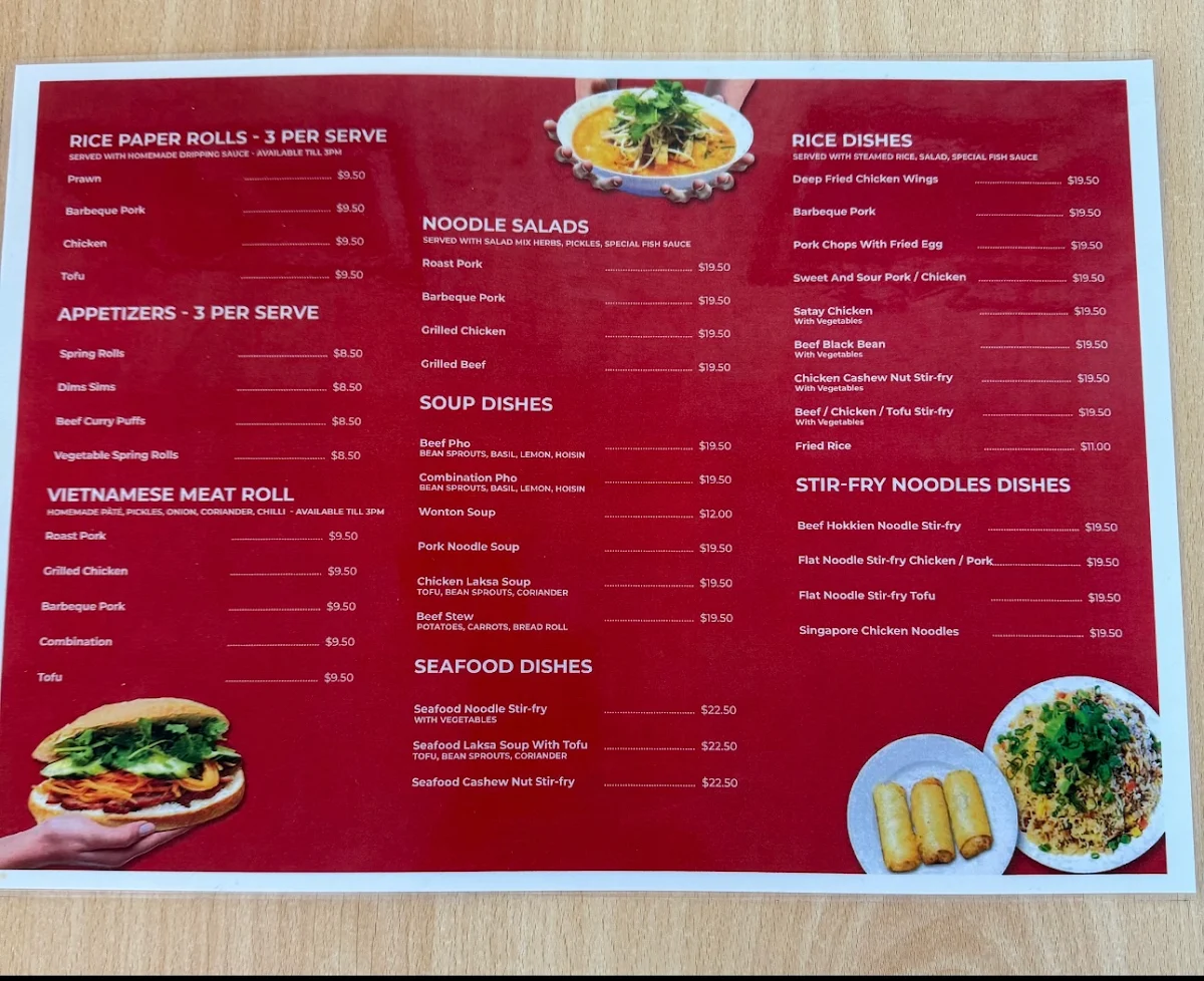 Menu, K-L Saigon @ 2 Wells