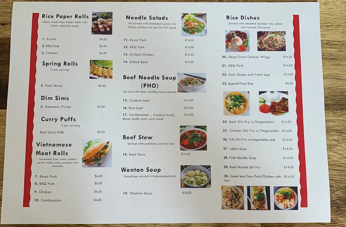 Menu, K-L Saigon @ 2 Wells