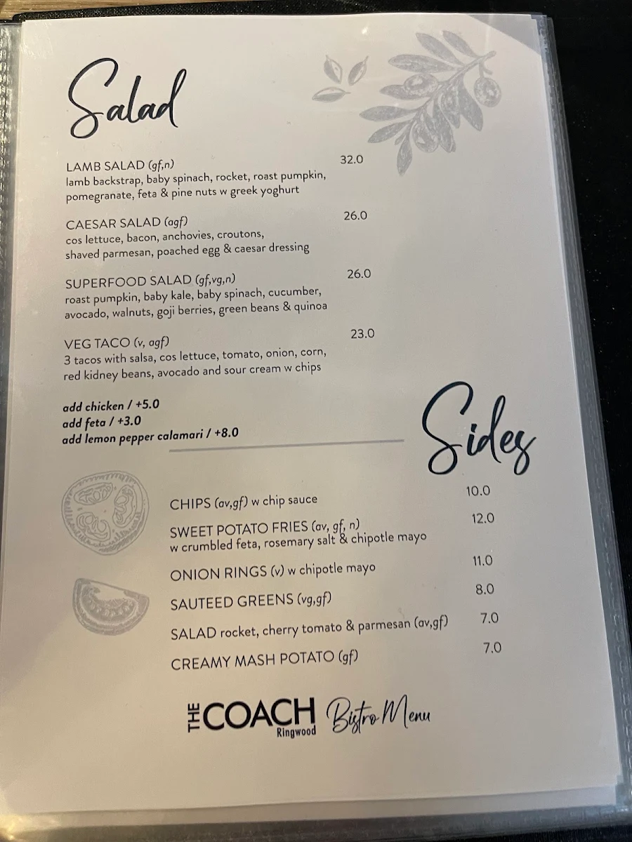 Menu, The Coach