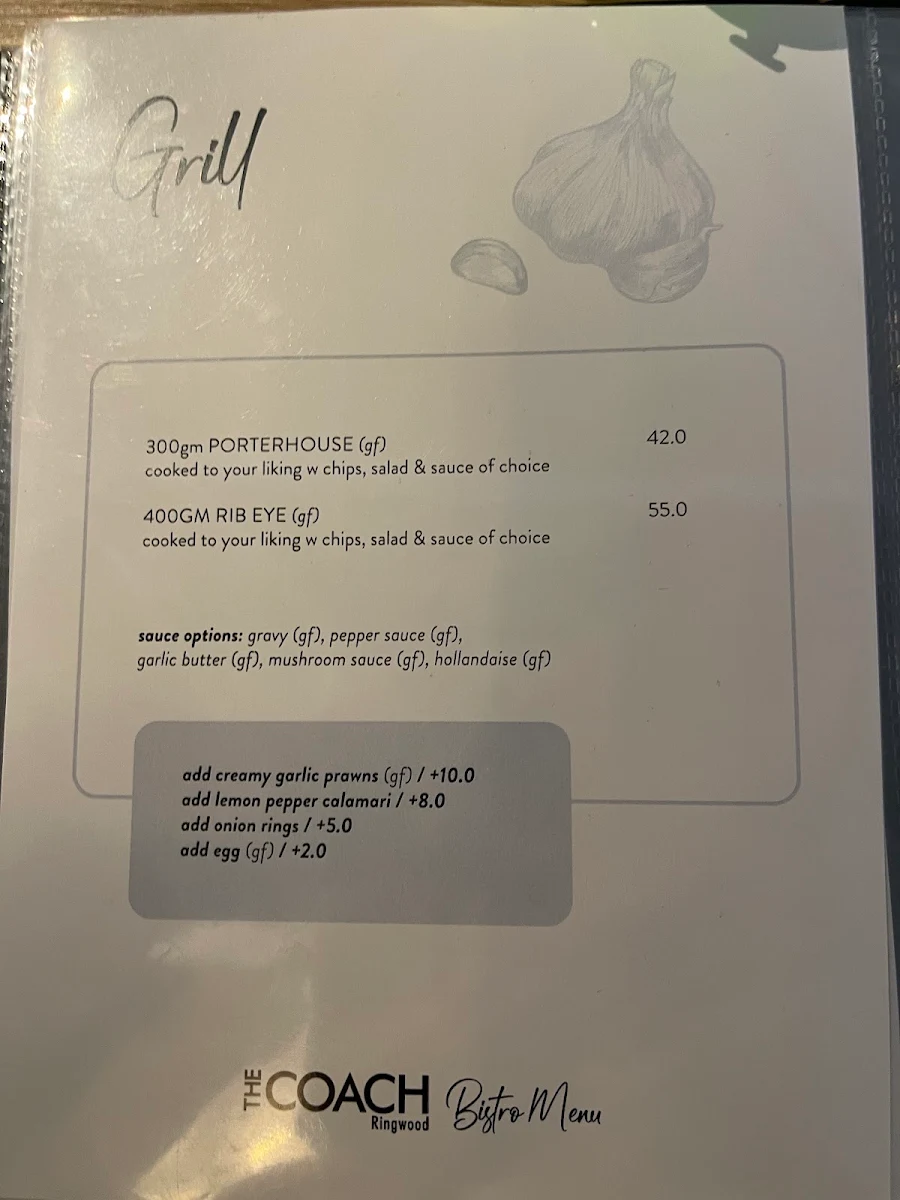Menu, The Coach
