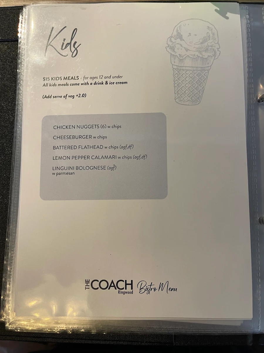 Menu, The Coach