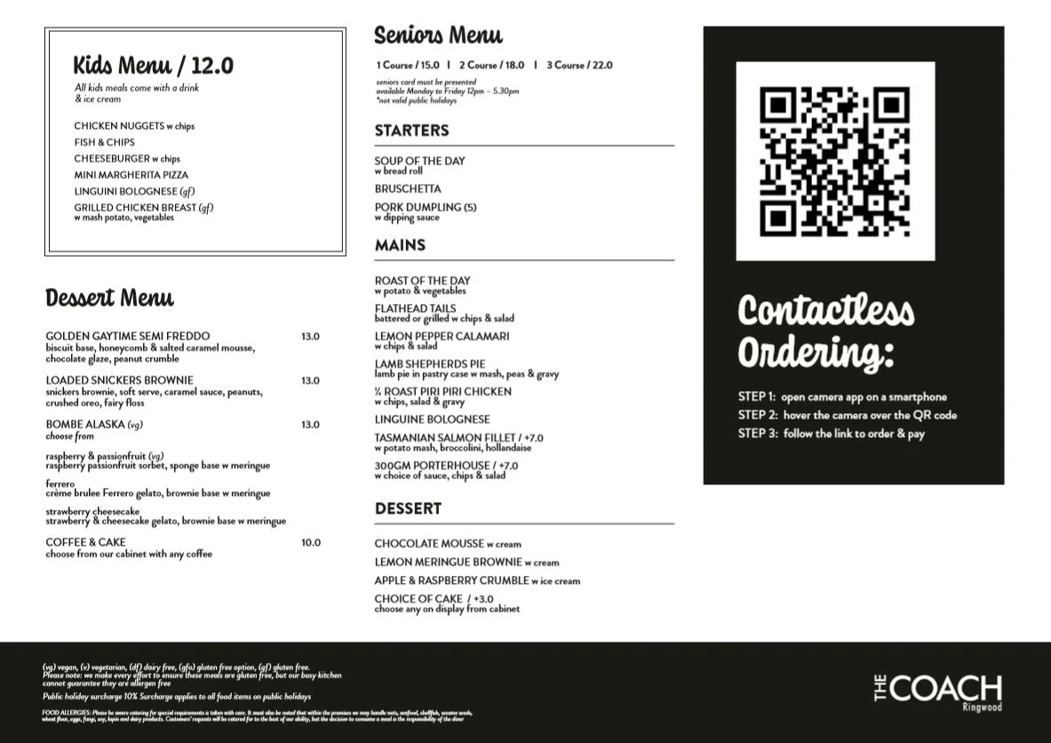 Menu, The Coach
