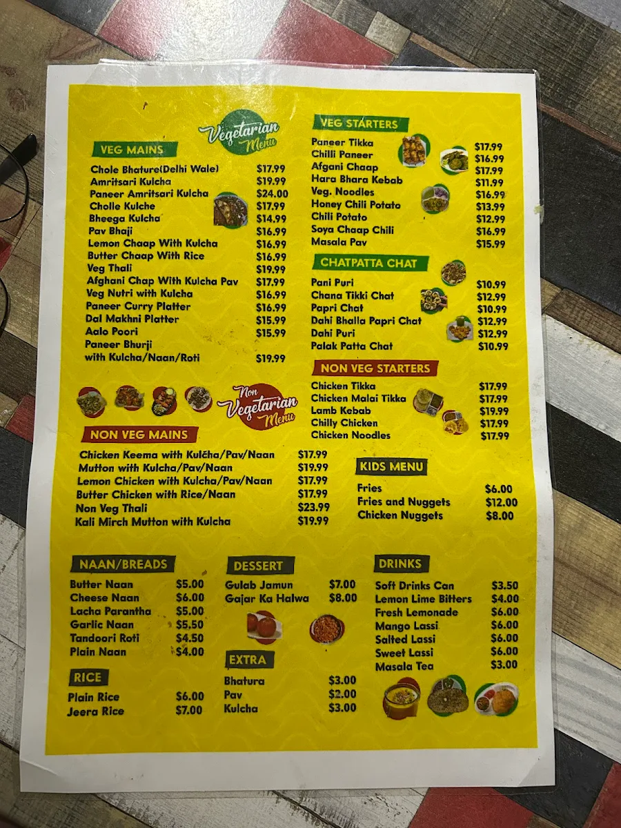 Menu, Royal Turban Tadka