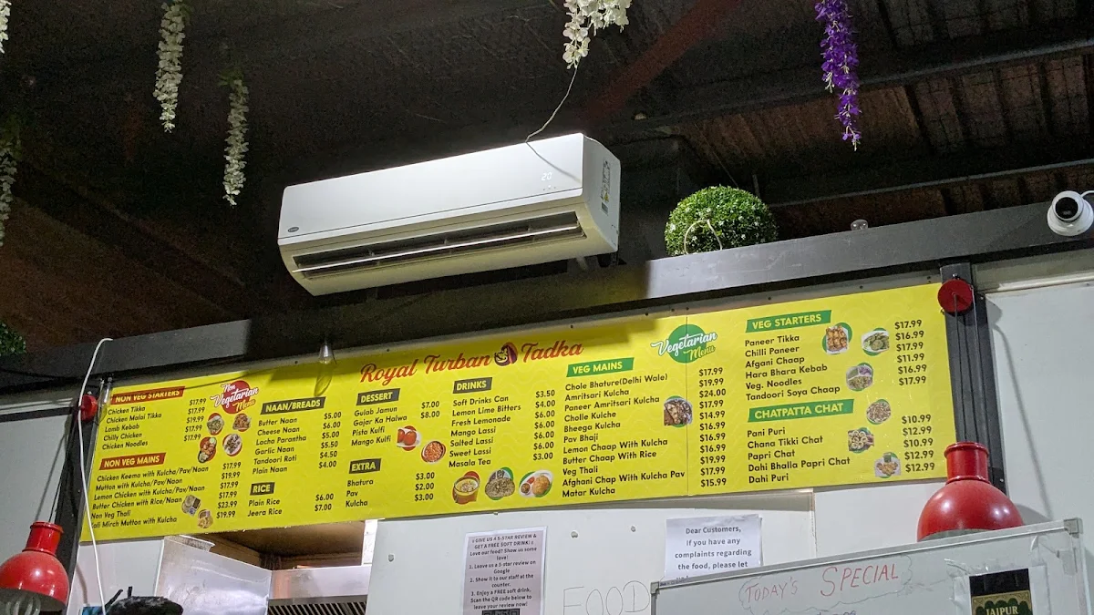 Menu, Royal Turban Tadka