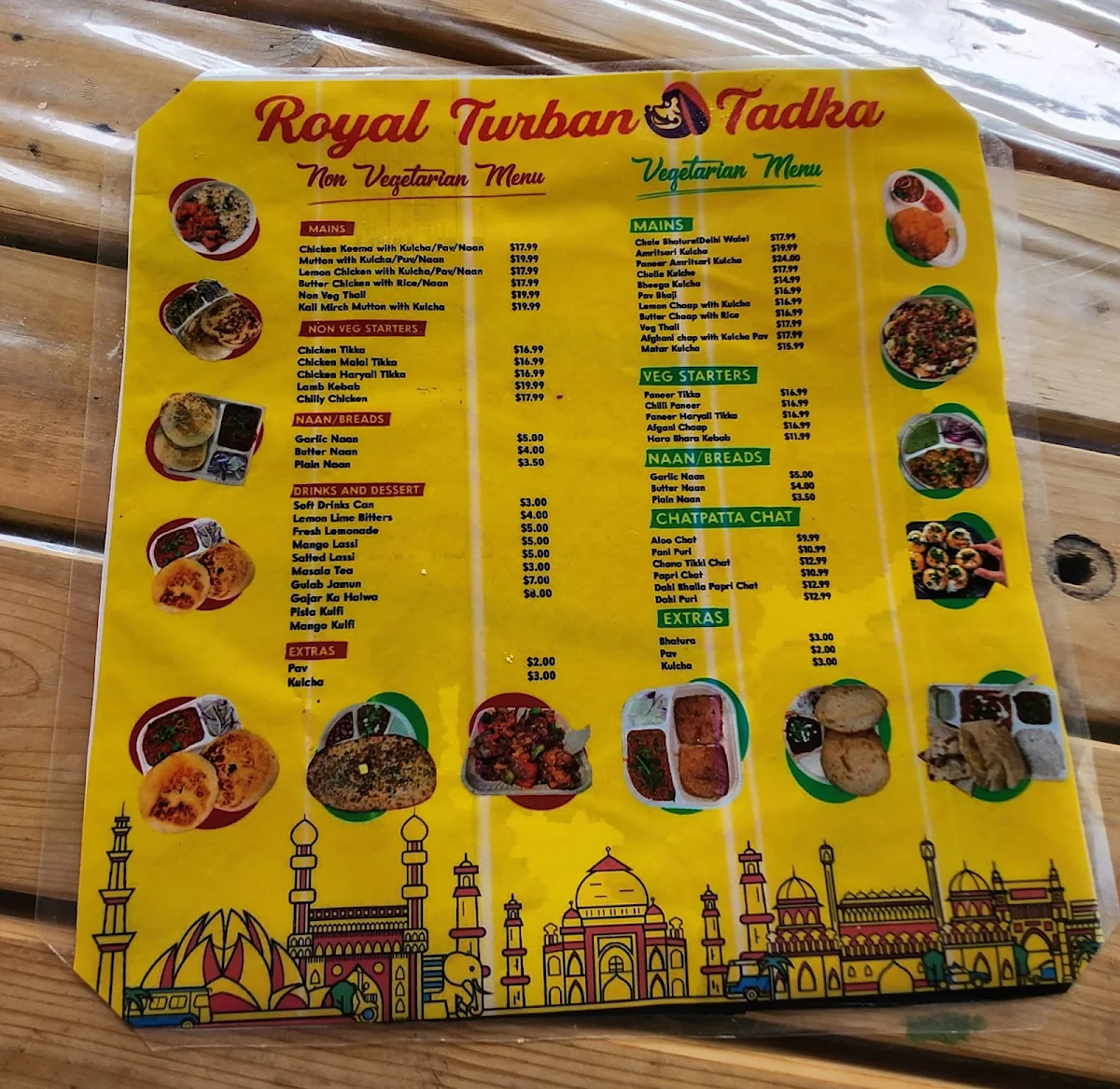 Menu, Royal Turban Tadka