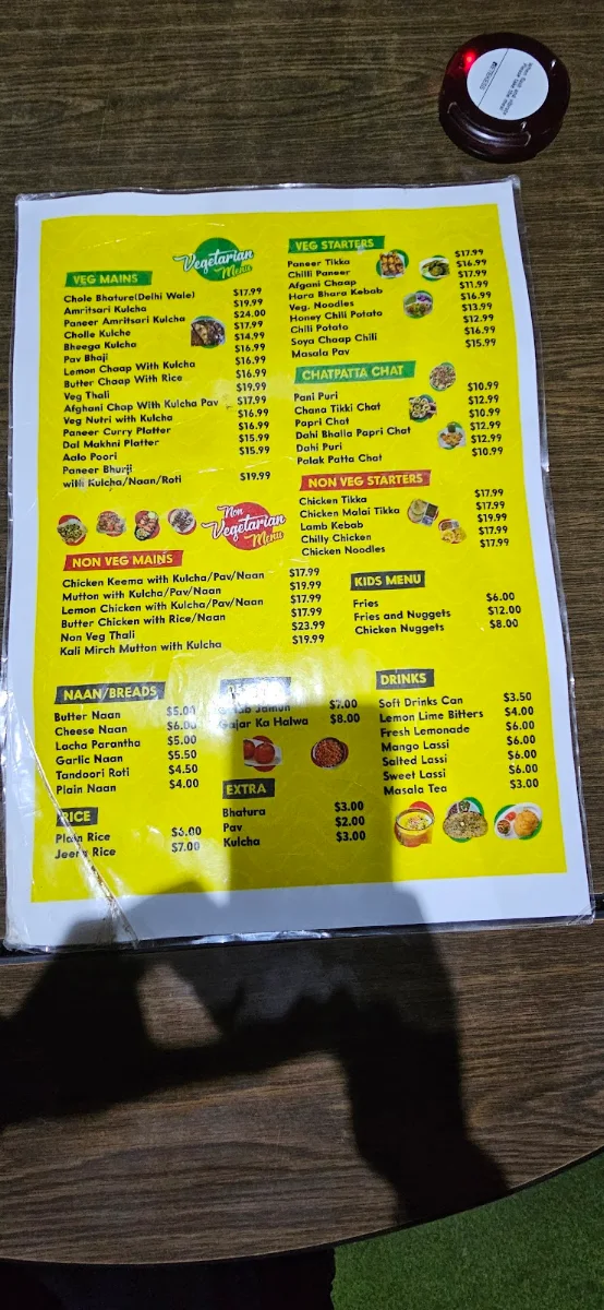 Menu, Royal Turban Tadka