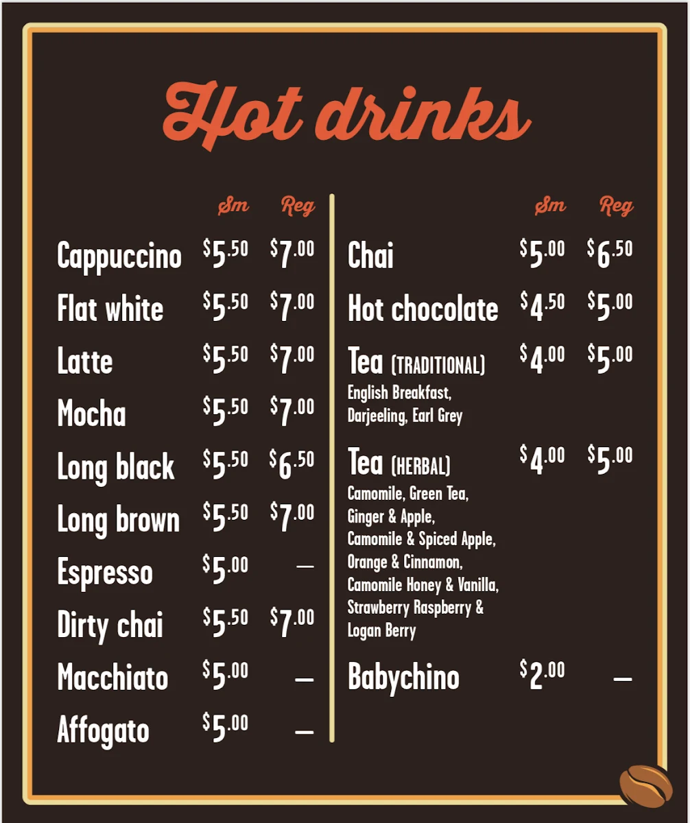 Menu, Bean Corner