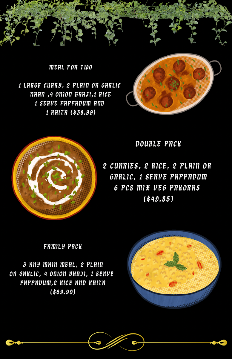 Menu, Singh's Curry House