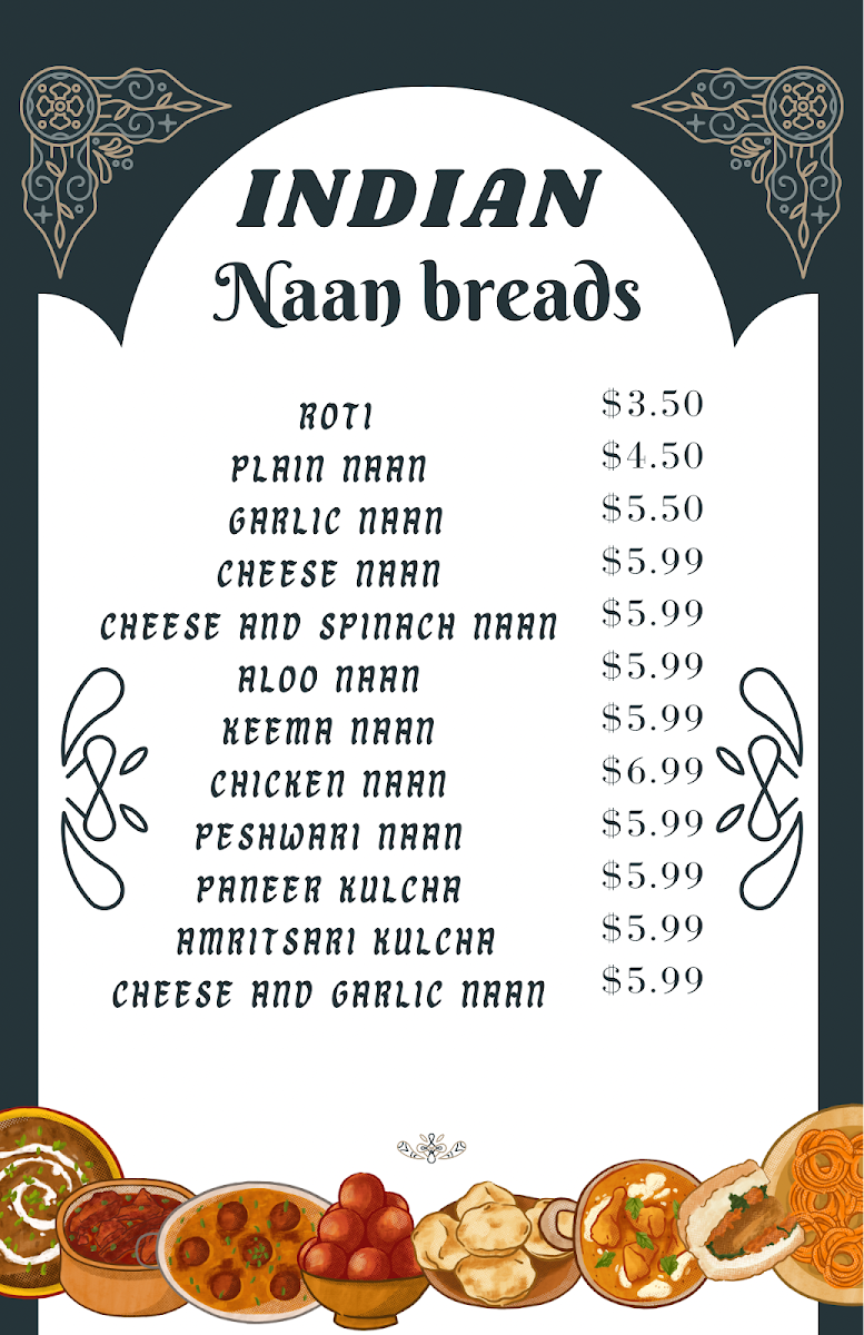 Menu, Singh's Curry House