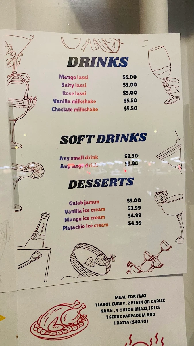 Menu, Singh's Curry House