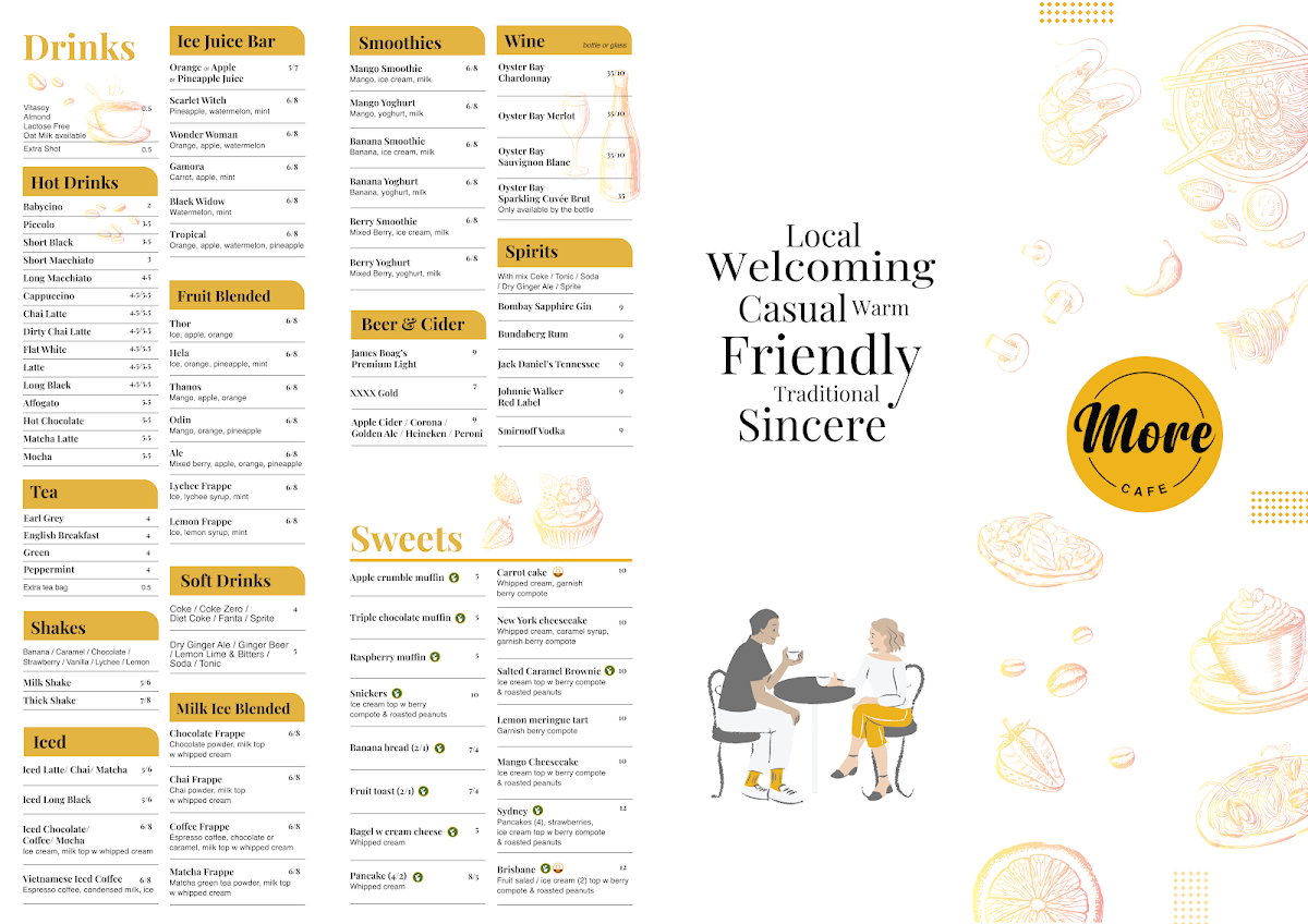 Menu, More Cafe