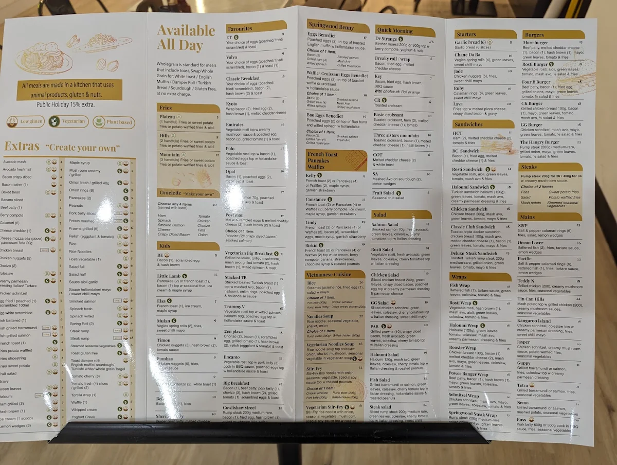 Menu, More Cafe