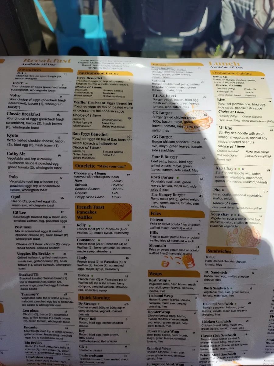 Menu, More Cafe